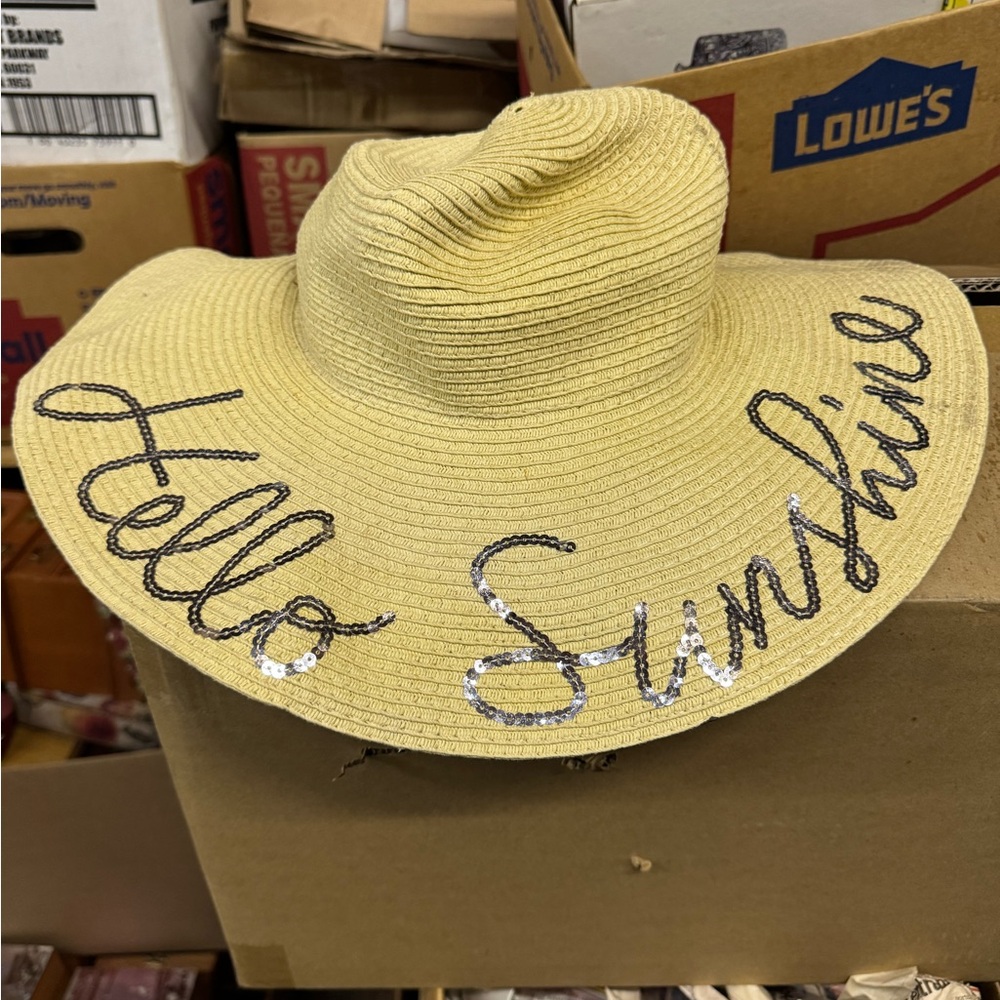 Chatties Light Yellow Sun Hat That says Sunshine